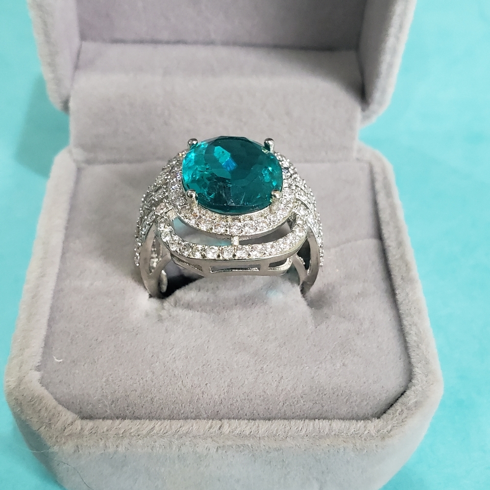 Gorgeous Large Blue Aquamarine 925 Silver RIng - Picture 7 of 9